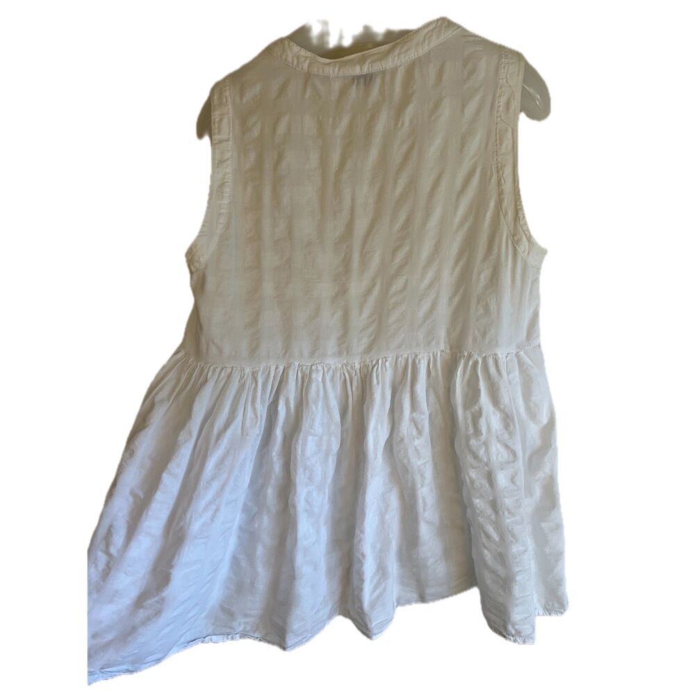 Anthropologie 11:1 Tylho White Sleeveless Textured Peplum Top Medium - Picture 4 of 7